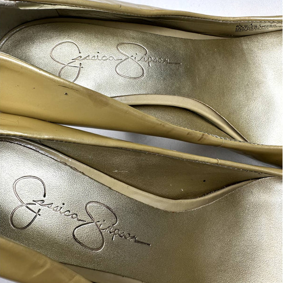 JESSICA SIMPSON HEELS GOLD PUMP SHOES SIZE 6.5 - Picture 5 of 13